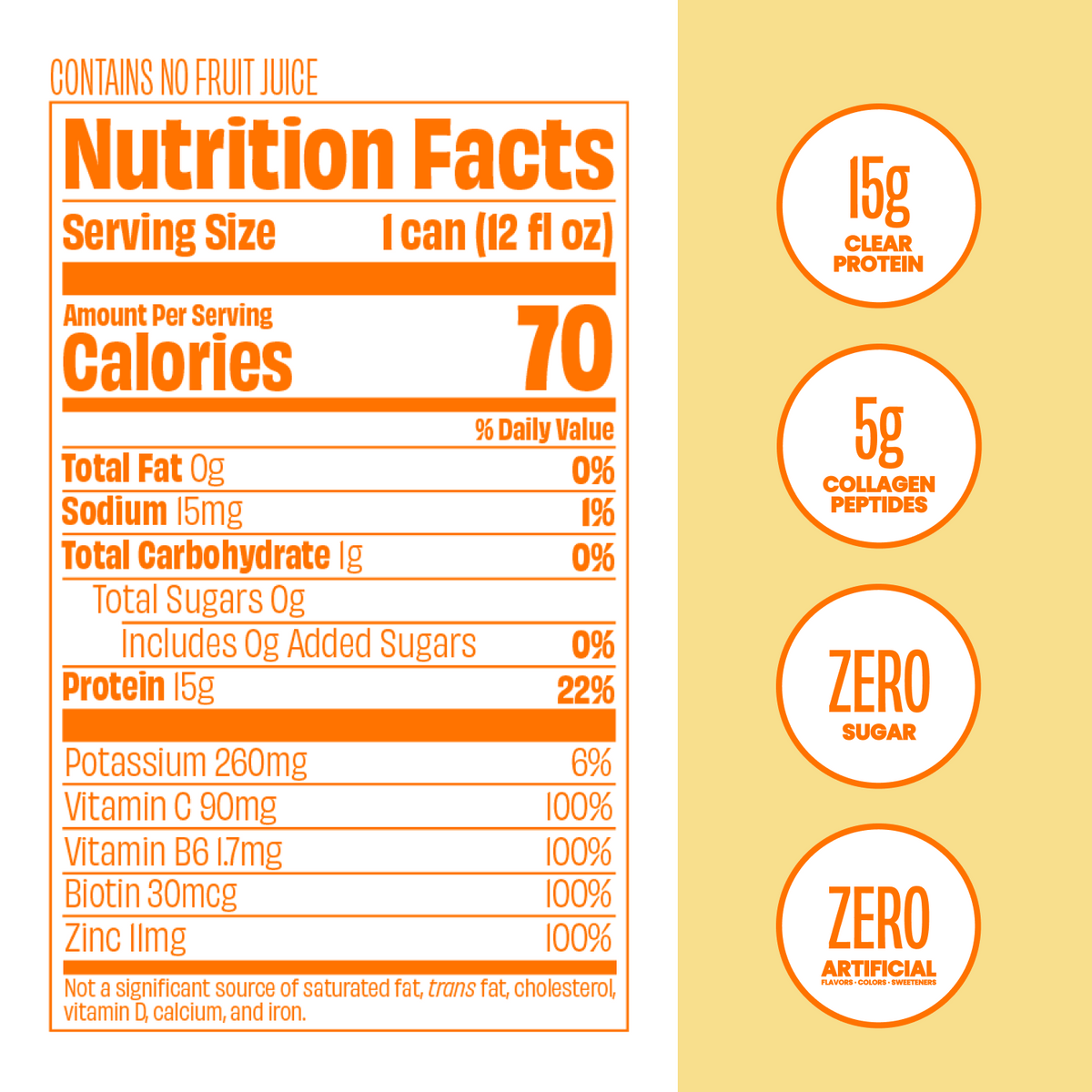 Be LOVE Lemon Drop protein drink can, Nutrition Label