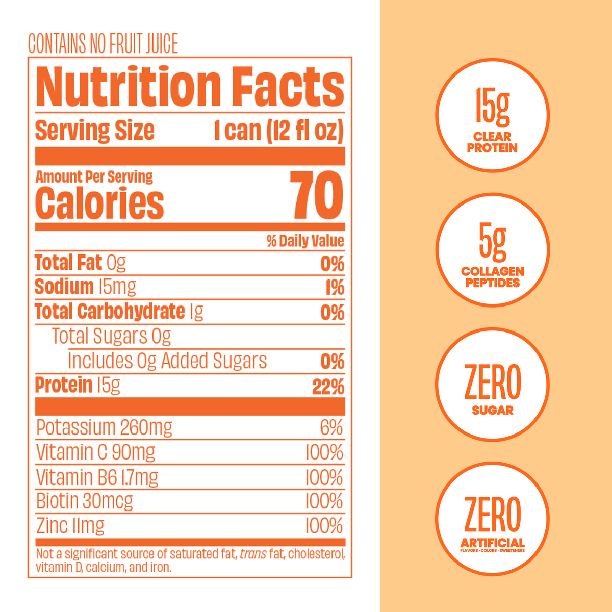 Be LOVE Orange Dream protein drink can, Nutrition Label