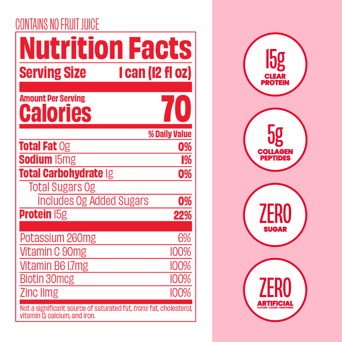 Be LOVE Strawberry Swirl protein drink can, Nutrition Label