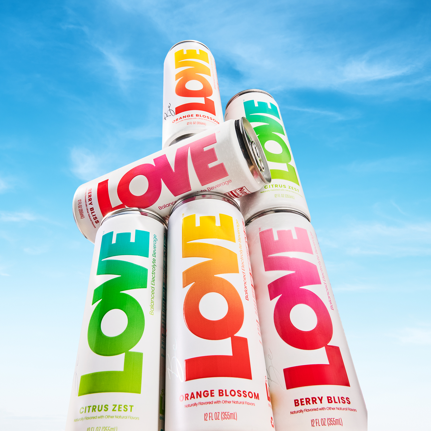 Be LOVE Lightly Flavored Electrolyte Beverage - Rainbow 6-Pack | Zero Sugar, Zero Calories, Zero Caffeine | Clean, Refreshing, Balanced Hydration