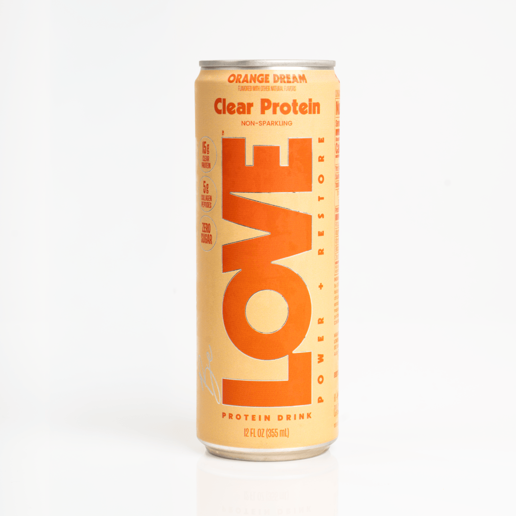 Be LOVE Orange Dream protein drink can, Orange Dream